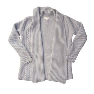 Haven Well Within Cardigan Women XS Blue Cashmere Cable Knit Open Front Sweater